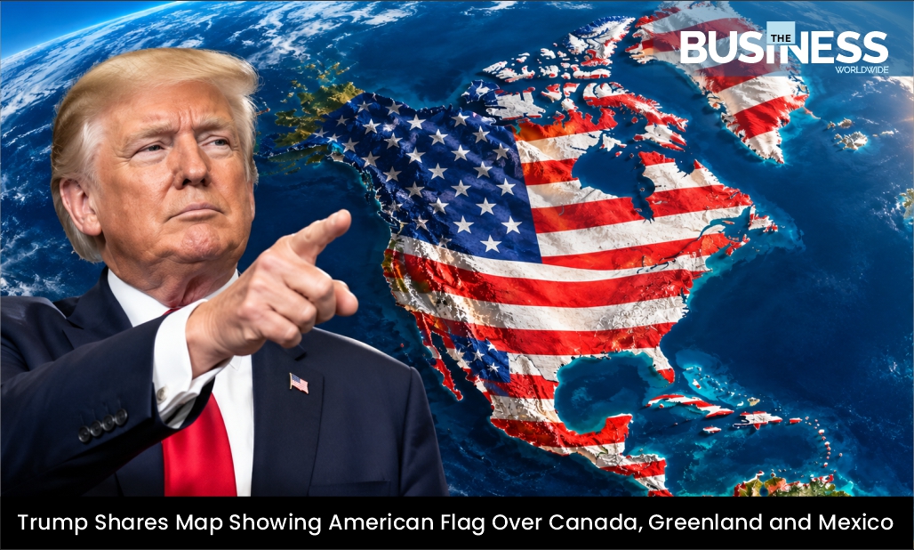 Trump Shares Map Showing American Flag Over Canada, Greenland and Mexico